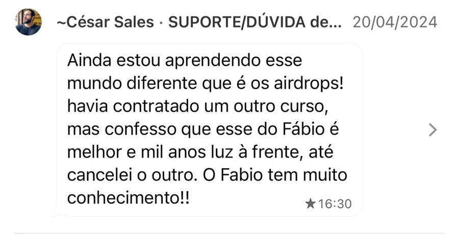 Mensagem de César Sales, 20/04/2024